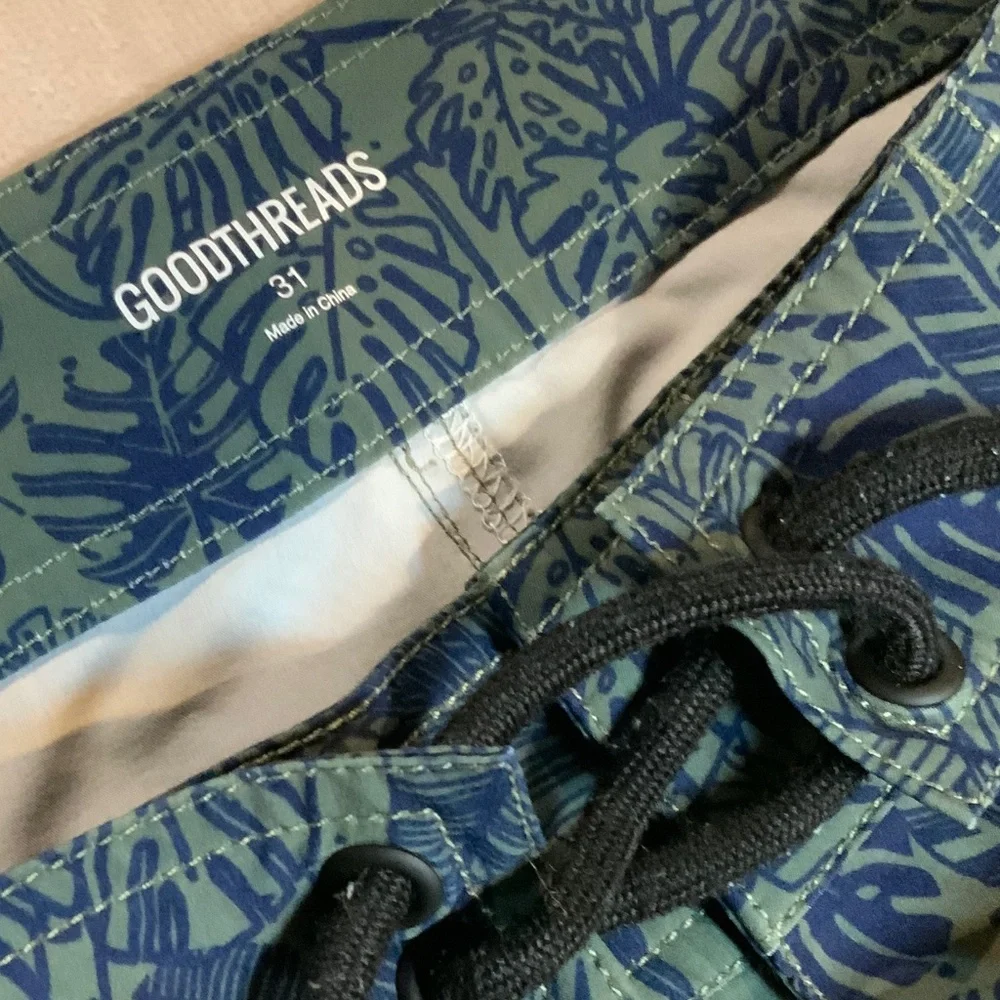 Goodthreads Blue Green 31 Board shorts Swim Boat Surf Coastal Cottagecore